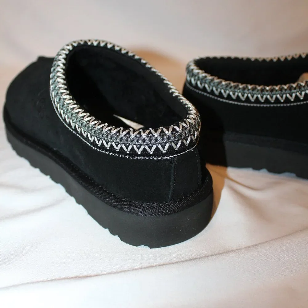 NEW UGG MEN'S TASMAN‎ SUEDE SHEARLING LINED SLIP ON SLIPPERS BLACK 9
